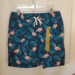NWT Mens Flamingo  Swim Trunks UPF Sun Protection Quick Dry,Spandex Underlining